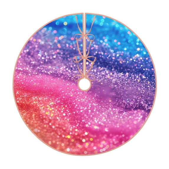 Sikiie Rainbow Glitter Cute Christmas Tree Skirt, Christmas Tree Decorations, Christmas Decor, Tree Mat Decoration(30-48IN)-48"