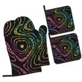thumbnail image 1 of Sikiie Rainbow Glitter Oven Mitts and Pot Holders, Silicone Oven Gloves, Heat Resistant Oven Mitts 4Pcs Set, 1 of 6