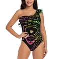 thumbnail image 1 of Sikiie Rainbow Glitter Print Women One Piece Swimsuits Tummy Control One Shoulder Bathing Suits Ruffle Swimwear, From S to XXL-XX-Large, 1 of 6