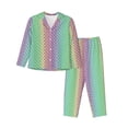thumbnail image 1 of Sikiie Rainbow Peacock Feathers Women's Long-Sleeve Shirt and Full-Length Bottom Pajama Set (s-xxl)-Small, 1 of 7