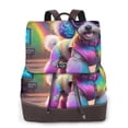 thumbnail image 1 of Sikiie Rainbow Poodle Urban Street Women Genuine Leather Backpack Fashion Rucksack Daypack Leather Casual Travel Backpacks for Women, 1 of 4