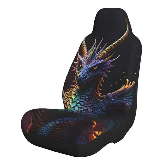 Sikiie Rainbow Wings Majestic Dragon Car Seat Covers 2PCs Front Car Seat Covers Universal fit for Most Cars SUVs and Trucks-1
