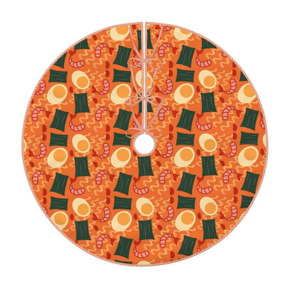 Sikiie Ramen Noodle Soup Nativity Christmas Tree Skirt, Jesus Christian Winter Holiday Tree Mat Decoration(30-48IN)36"