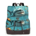Sikiie Realistic Ocean Shark Women Genuine Leather Backpack Fashion