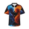 thumbnail image 1 of Sikiie Red And Blue Abstract Print Men's Hawaiian Shirt, Summer Beach Button Pocket Short Sleeve T-Shirt,X-Large, 1 of 7
