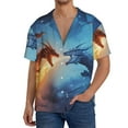 thumbnail image 1 of Sikiie Red And Blue Fire Dragon A Men's Wrinkle Free Untucked Cuban Shirt Business Casual Button Down Shirts Short Sleeve ShirtLarge, 1 of 5