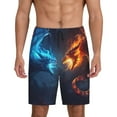 thumbnail image 1 of Sikiie Red And Blue Fire Dragon C Mens Pajama Shorts, Lightweight Lounge Pant with Pockets Soft Sleep Pj Shorts for MenX-Large, 1 of 6