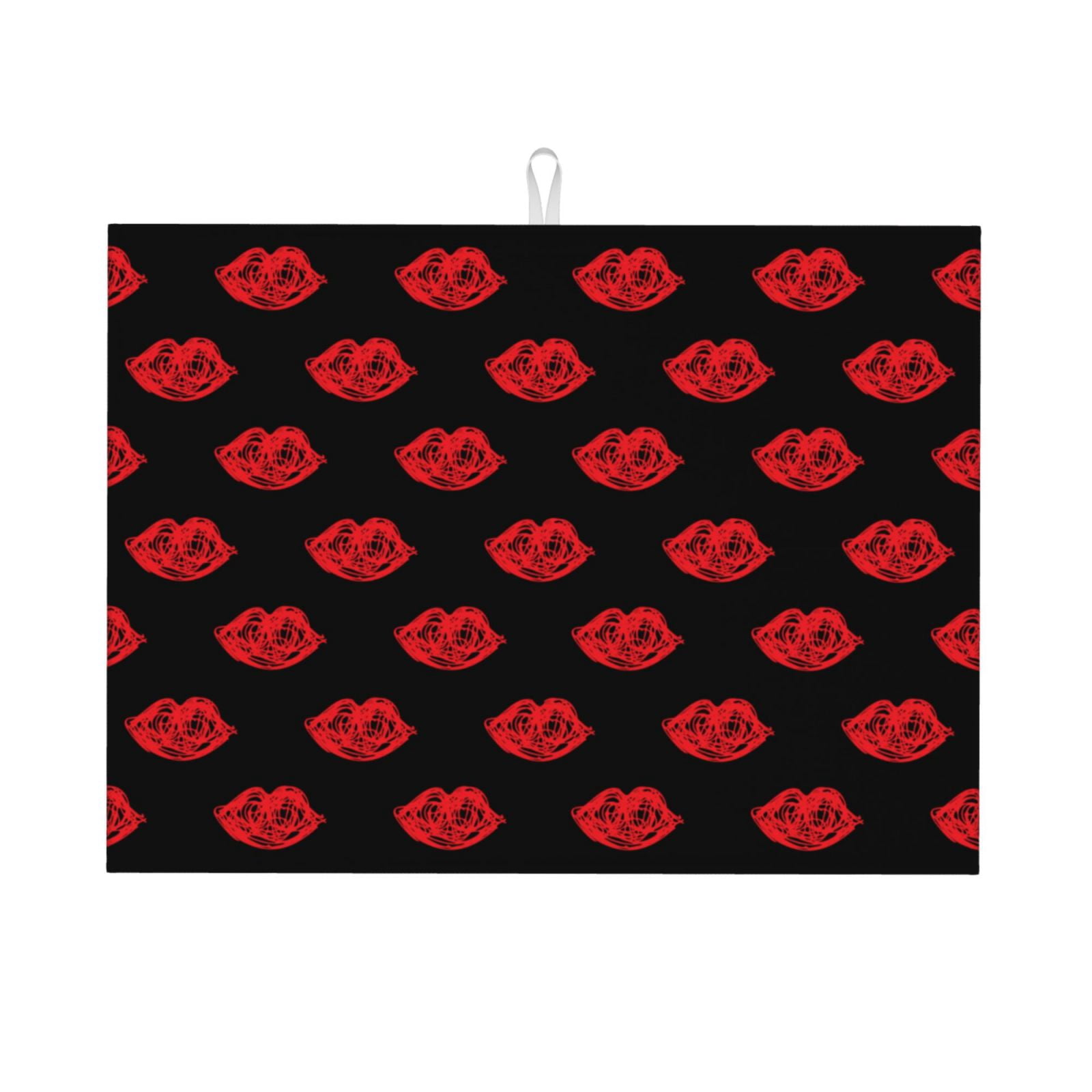 Sikiie Red Beautiful Lips Dish Drying Mat, Kitchen Counter Mat, Self ...