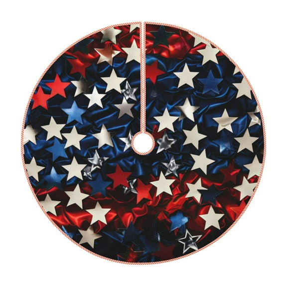 Sikiie Red Blue White Stars Christmas Tree Skirt, Christmas Tree Decorations, Christmas Decor, Tree Mat Decoration(30-48IN)-30"