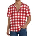thumbnail image 1 of Sikiie Red Checkboard Men's Wrinkle Free Untucked Cuban Shirt Business Casual Button Down Shirts Short Sleeve ShirtLarge, 1 of 5