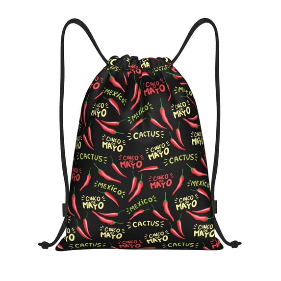 Sikiie Red Chili Drawstring Backpack Drawstring Bags, Draw String Back Bag for Sports, Gym, Travel, Swimming, Beach-Small