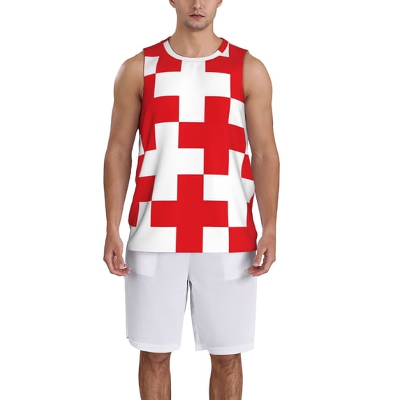 Sikiie Red Cross 1 Basketball Jersey Reversible Men's Mesh Athletic Sports Shirts Training Practice S-4XLLarge