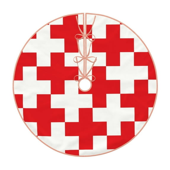Sikiie Red Cross 1 Christmas Tree Skirt, Christmas Tree Decorations, Christmas Decor, Tree Mat Decoration(30-48IN)-30"