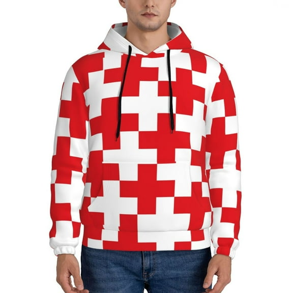 Sikiie Red Cross 1 Men's Hoodie, Essentials Hoodie, Sweatshirt, Pullover Hooded Sweatshirt for Men-Small