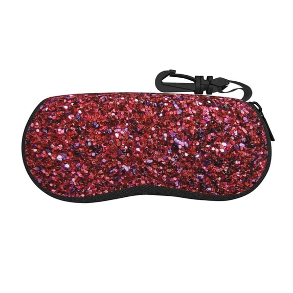 Sikiie Red Glitter Sunglasses Soft Case Neoprene Zipper Eyeglass Case, Zipper Portable Spectacle Cases for Men Women