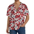 thumbnail image 1 of Sikiie Red Hawthorn Men's Wrinkle Free Untucked Cuban Shirt Business Casual Button Down Shirts Short Sleeve ShirtMedium, 1 of 5