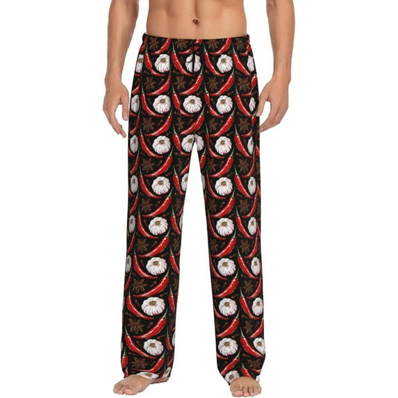 Sikiie Red Hot Chili 1 Pajama Pants Men, PJ Bottoms, Sleep & Lounge Pants-Medium
