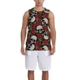 thumbnail image 1 of Sikiie Red Rose Skull Basketball Jersey Reversible Men's Mesh Athletic Sports Shirts Training Practice S-4XL4X-Large, 1 of 6