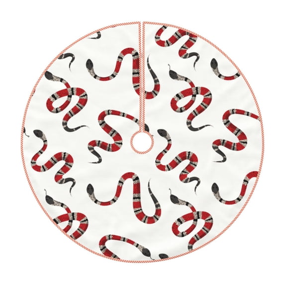 Sikiie Red Snake Nativity Christmas Tree Skirt, Jesus Christian Winter Holiday Tree Mat Decoration(30-48IN)30"