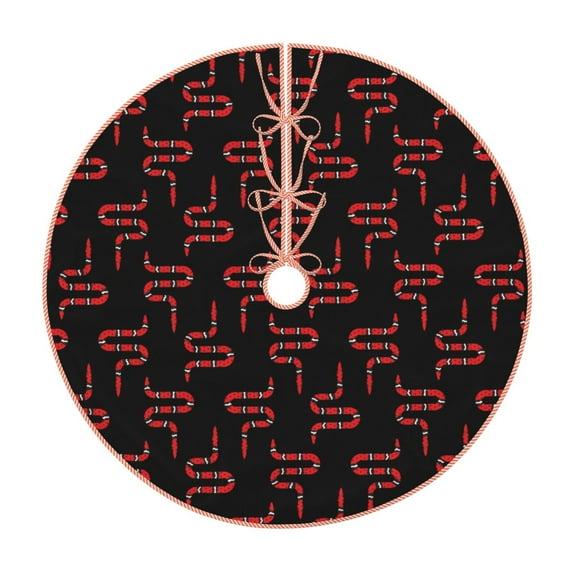 Sikiie Red Snake Nativity Christmas Tree Skirt, Jesus Christian Winter Holiday Tree Mat Decoration(30-48IN)48"