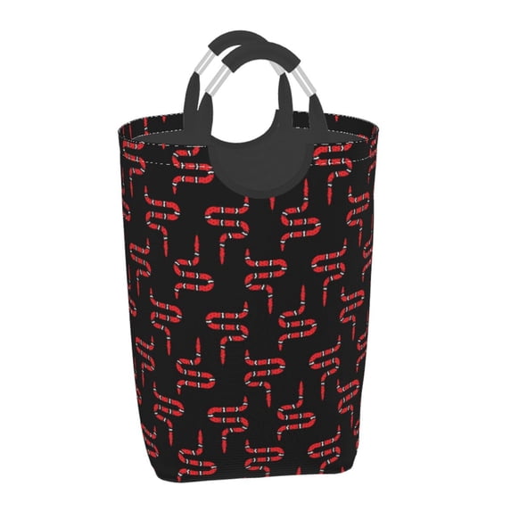 Sikiie Red Snake Square Laundry Bag Large Collapsible Dirty Clothes Bags With Handles Waterproof Essentials Storage For College Dorm, Family