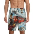 thumbnail image 1 of Sikiie Red Train Hot Air Balloon Mens Pajama Shorts, Lightweight Lounge Pant with Pockets Soft Sleep Pj Shorts for MenX-Large, 1 of 6