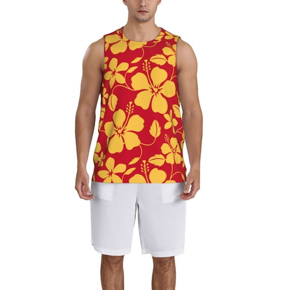 Sikiie Red Vintage Flowers Basketball Jersey Reversible Men's Mesh Athletic Sports Shirts Training Practice S-4XL3X-Large
