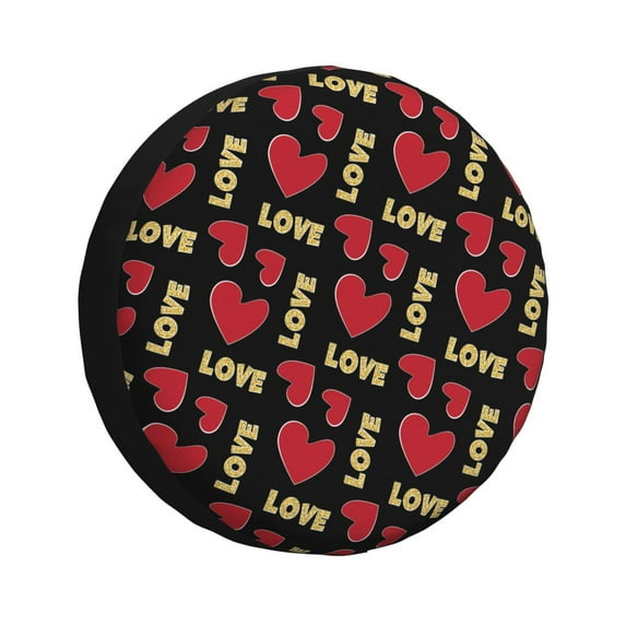 Sikiie Red gold heart Tire Cover Wheel Protectors Tyre Covers Weatherproof Wheel Covers Universal Fit for Trailer Rv SUV Truck Camper Travel Trailers-17 inch