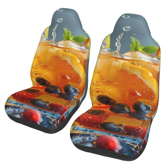 Sikiie Refreshing Fruit Infused Drinks Car Seat Protector 2 Pack Car Seat Cushion Mat, Car Seat Covers for SUV, Truck, Van