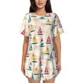 thumbnail image 1 of Sikiie Reto Marine Nautical Womens Pajama Sets Short Sleeve Top With Pants Sleepwear 2 Piece Lounge Set4X-Large, 1 of 6