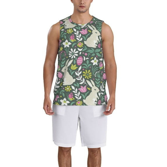 Sikiie Retro Bunny Floral Basketball Jersey Reversible Men's Mesh Athletic Sports Shirts Training Practice S-4XLXX-Large