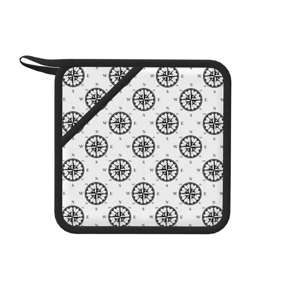 Sikiie Retro Compass Pot Holders Kitchen Insulation Mats Heat Resistant Pot-Holder Oven Anti-Scald Pads for Cooking Baking, 7.1*7.1inch