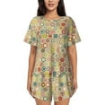 thumbnail image 1 of Sikiie Retro Geometry Womens Pajama Sets Short Sleeve Top With Pants Sleepwear 2 Piece Lounge SetSmall, 1 of 6