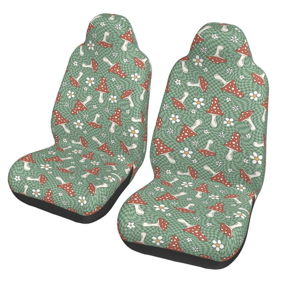 Sikiie Retro Hippie Groovy Mushroom Car Seat Protector 2 Pack Car Seat Cushion Mat, Car Seat Covers for SUV, Truck, Van