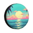 thumbnail image 1 of Sikiie Retro Palm Beach Sunset PVC Leather Spare Tire Wheel Cover Spare Tire Cover, for Car Truck SUV Camper Trailer Universal Fit(14-17in)-17 inch, 1 of 6