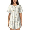 thumbnail image 1 of Sikiie Retro Rabbit Womens Pajama Sets Short Sleeve Top With Pants Sleepwear 2 Piece Lounge SetMedium, 1 of 6