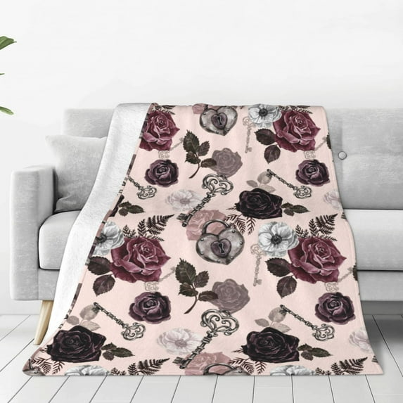 Sikiie Retro Red Black Roses Ultra-Soft Micro flannel Blanket Luxury All Seasons Warm Blanket for Bedding Sofa and Travel (4 sizes)-50"x40"