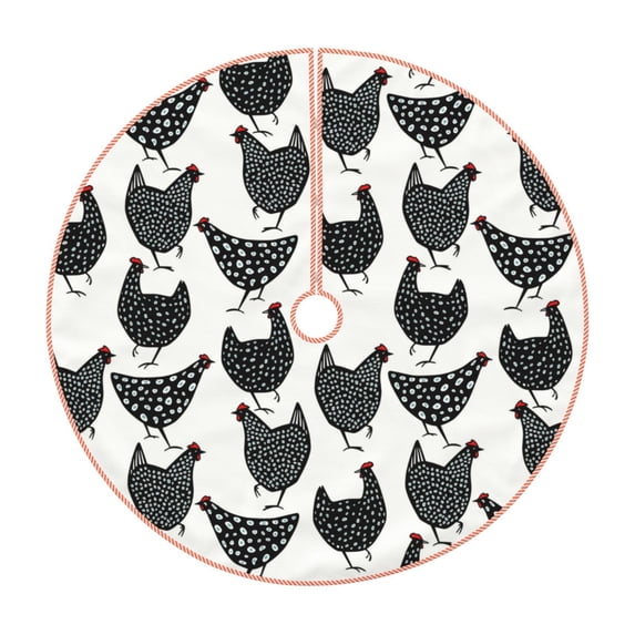 Sikiie Retro Rooster Nativity Christmas Tree Skirt, Jesus Christian Winter Holiday Tree Mat Decoration(30-48IN)36"