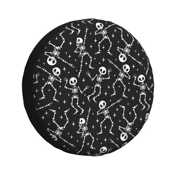 Sikiie Retro Skeleton Dancing On Halloween Party PVC Leather Spare Tire Wheel Cover Spare Tire Cover, for Car Truck SUV Camper Trailer Universal Fit(14-17in)-17 inch