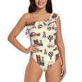 thumbnail image 1 of Sikiie Retro Steampunk Vehicle1 Print Women One Piece Swimsuits Tummy Control One Shoulder Bathing Suits Ruffle Swimwear, From S to XXL-XX-Large, 1 of 6