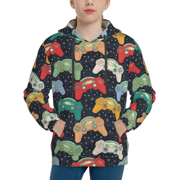 Sikiie Retro Video Game Youth Hoodie Sweatshirt Pullover Hooded Classic Casual Essentials Hoodiefor Boys Girls Kids -Medium