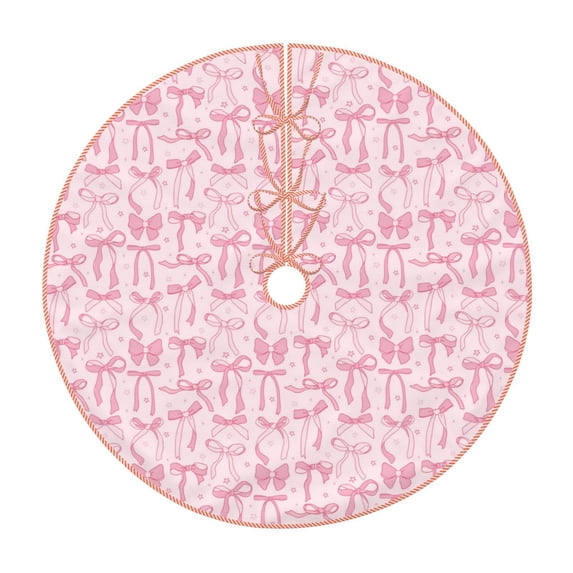 Sikiie Ribbon Bow Christmas Tree Skirt, Christmas Tree Decorations, Christmas Decor, Tree Mat Decoration(30-48IN)-48"