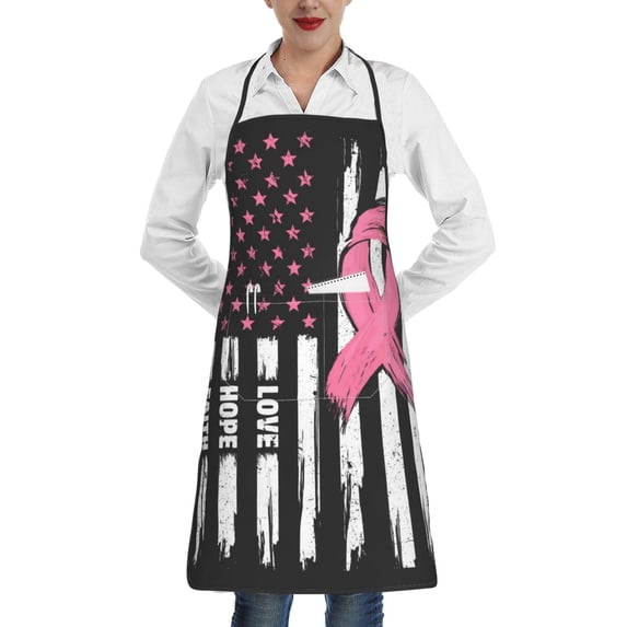 Sikiie Ribbon Breast Cancer Awareness Aprons for Kitchen Cooking Aprons, Chef Apron for Men Women Chef