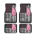 thumbnail image 1 of Sikiie Ribbon Breast Cancer Awareness Car Foot Mat Set of 4 Pieces Basics Universal Fit Rubber Carpet Floor Mats For Car SUV Van & Truck, 26.8"L x 17.3"W (Front), 13"L x 17.3"W(Rear), 1 of 6