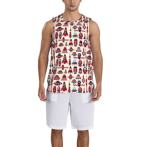 Sikiie Rocket Pattern Basketball Jersey Reversible Men's Mesh Athletic Sports Shirts Training Practice S-4XLXX-Large