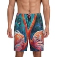 thumbnail image 1 of Sikiie Romantic Flamingo Pair Mens Pajama Shorts, Lounge Pant, Men's shorts，Sleep Pj Shorts for Men-Large, 1 of 6