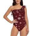 thumbnail image 1 of Sikiie Romantic white snowflakes Print Women One Piece Swimsuits Tummy Control One Shoulder Bathing Suits Ruffle Swimwear, From S to XXL-Small, 1 of 6