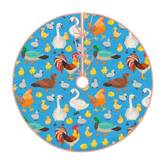 Sikiie Rooster And Chickens Christmas Tree Skirt, Christmas Tree Decorations, Christmas Decor, Tree Mat Decoration(30-48IN)-30"