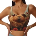 thumbnail image 1 of Sikiie Rose Cute Guinea Pig Print Strappy Sports Bra for Women Padded Push Up Sports Bra Athletic Running Sports Bra Workout Bra Yoga Bra, 1 of 5
