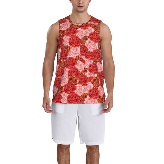 Sikiie Rose Flowers Basketball Jersey Reversible Men's Mesh Athletic Sports Shirts Training Practice S-4XLXX-Large